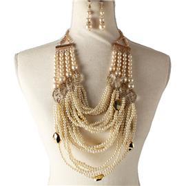 Pearls Long Necklace Set
