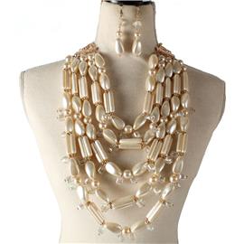 Pearls Multilayereds Long Necklace Set