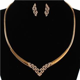 Rhinestone Omega Necklace Set