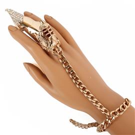 Metal Hand Chain Bracelet With Ring