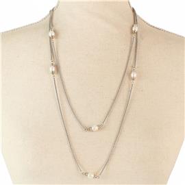 CZ Pearl Long Necklace