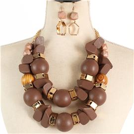 Fashion Woodden Necklace Set