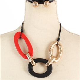 Fashion Cord Wood Necklace Set
