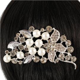 Crystal With Pearl Hair Comb