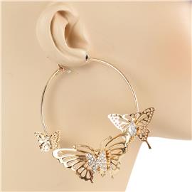Metal Butterfly Hoop Earring