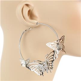 Metal Butterfly Hoop Earring