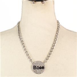 Metal Link Boss Necklace Set