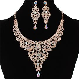 Rhinestone Crystal Necklace Set