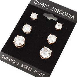 "" .50" CZ  3 Pairs Earring "