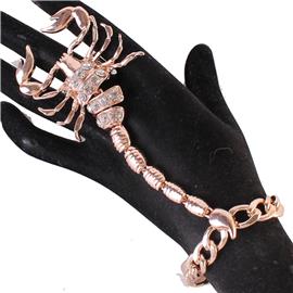 Metal Scorpion Hand Chain Bracelet With Ring