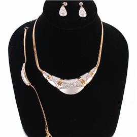 Metal Rhinestone 3 Pcs Necklace Set