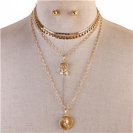 Multi-Chain Religion Necklace Set