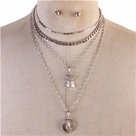 Multi-Chain Religion Necklace Set