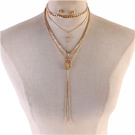 Metal Multi-Chain Necklace Set