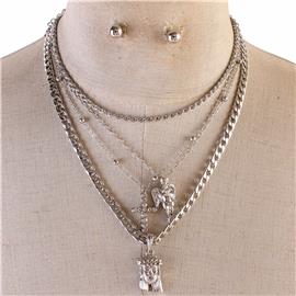 Three Layereds Religious Necklace Set