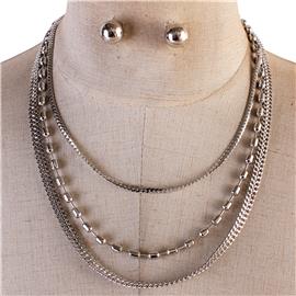 Three Layereds Chain Necklace Set