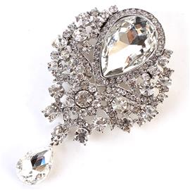 Crystal Teardrop Brooch