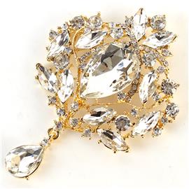 Crystal Swirl Tear Brooch