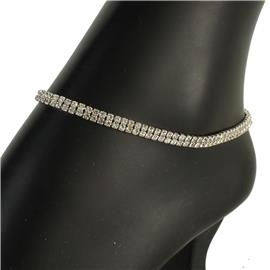 Rhinestones Two Lines Anklet