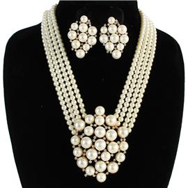 Pearls Casting Oval Necklace Set