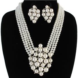 Pearls Casting Oval Necklace Set