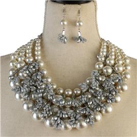 Pearls Flower Necklace Set