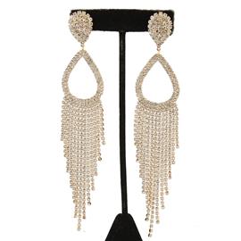 Rhinestone Fringed Clip-On Earring