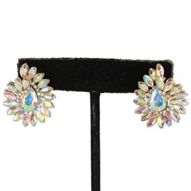 Crystal Flower Clip-On Earring