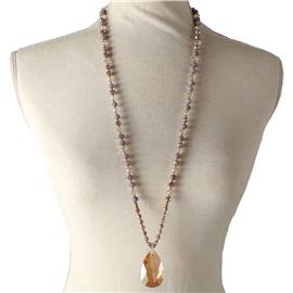 Long Crystal Beads Tear Necklace