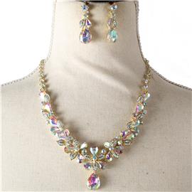 Crystal Flower Necklace Set