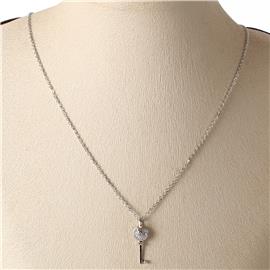CZ Pendant Key Necklace