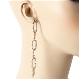 Rhinestones Oval Chain Earring