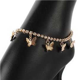Rhinestones Butterfly Anklet