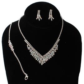 JR Rhinestones Fringeds 3 Pcs Necklace Set