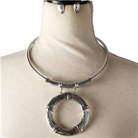 Metal  Choker Round Necklace Set