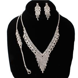 Rhinestones Fringeds 3 Pcs Necklace Set