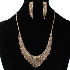 Rhinestones Fringeds Necklace Set