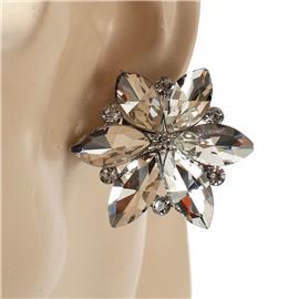 Crystal  Flower Clip-On Earring