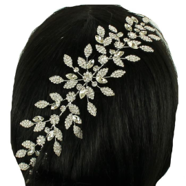 Rhinestones Leaf Wired Hair Pin / Headband