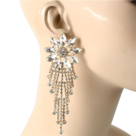 Crystal Flower Long Earring