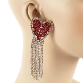 Rhinestones Heart Fringeds Earring