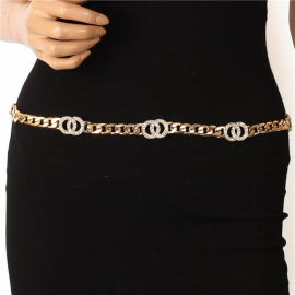 Metal Chain Crystal Belt