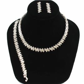 Rhinestones Casting 3 Pcs Necklace Set