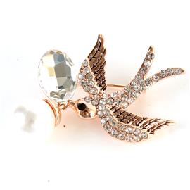 Crystal Bird Pealr Brooch