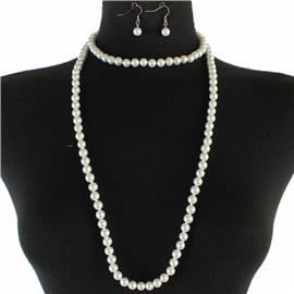 Pearl Long Necklace Set
