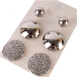 Metal Stones Three Pairs Earrings