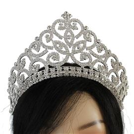 Rhinestones Curve Bottom Half Crown Tiara