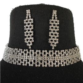 Rhinestones Square Choker Set