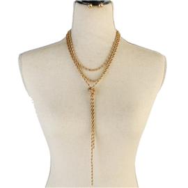 2 Layers Metal Knot Necklace Set