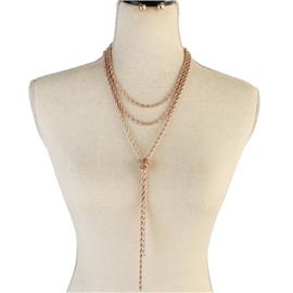 2 Layers Metal Knot Necklace Set